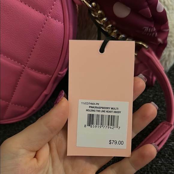 Juicy Couture Pink/Raspberry Multi Holding the Line Heart-Shaped Quilted Bag - Picture 9 of 13